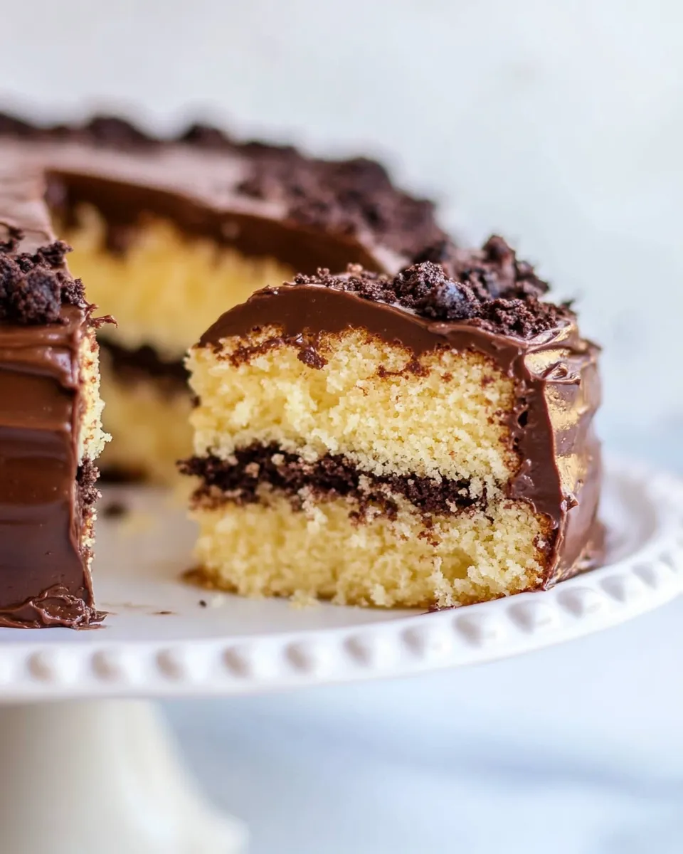 Classic Yellow Cake with Chocolate Frosting (From Scratch!) recipe image