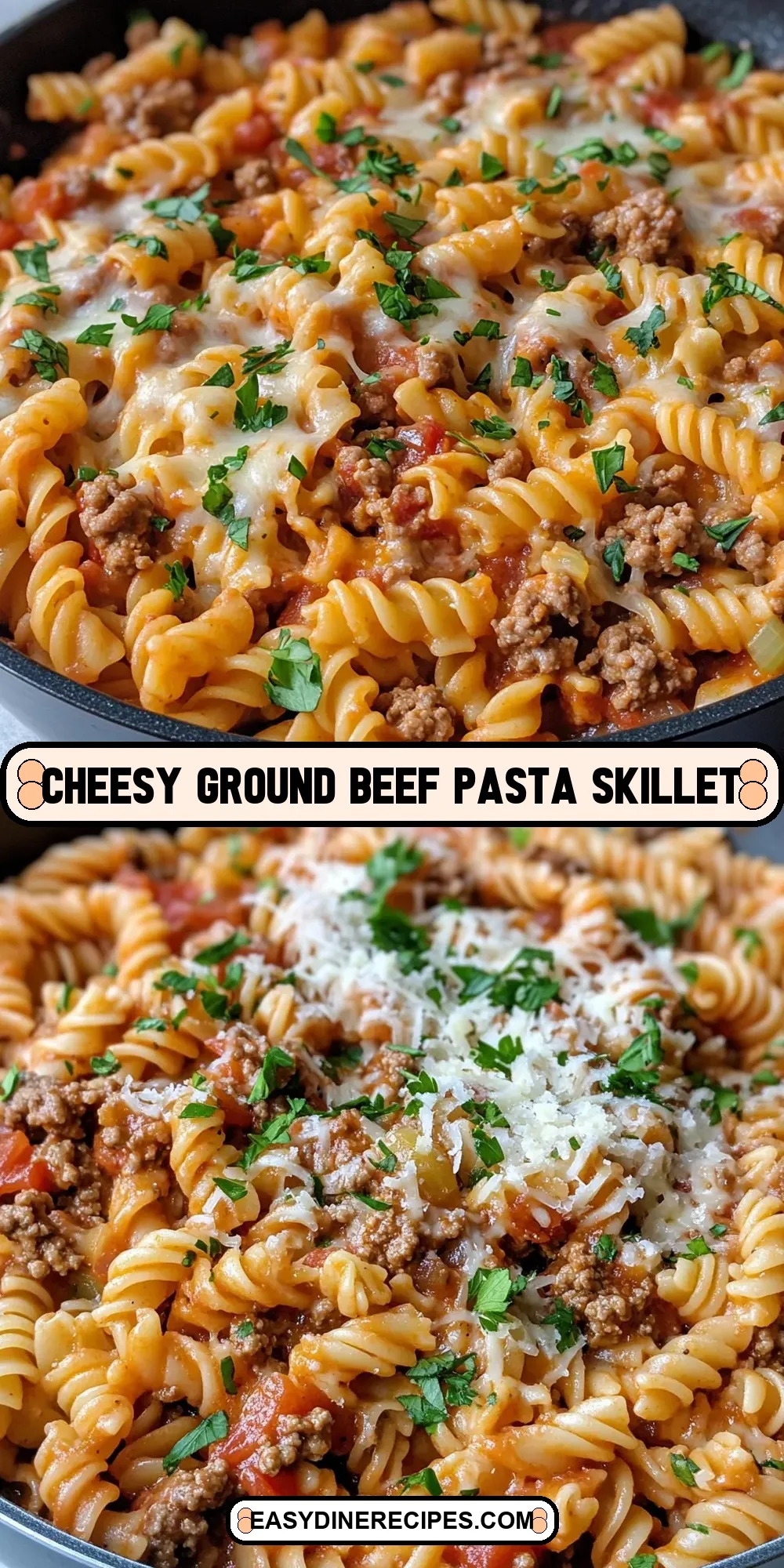 Easy Cheesy Ground Beef Pasta Skillet Recipe
