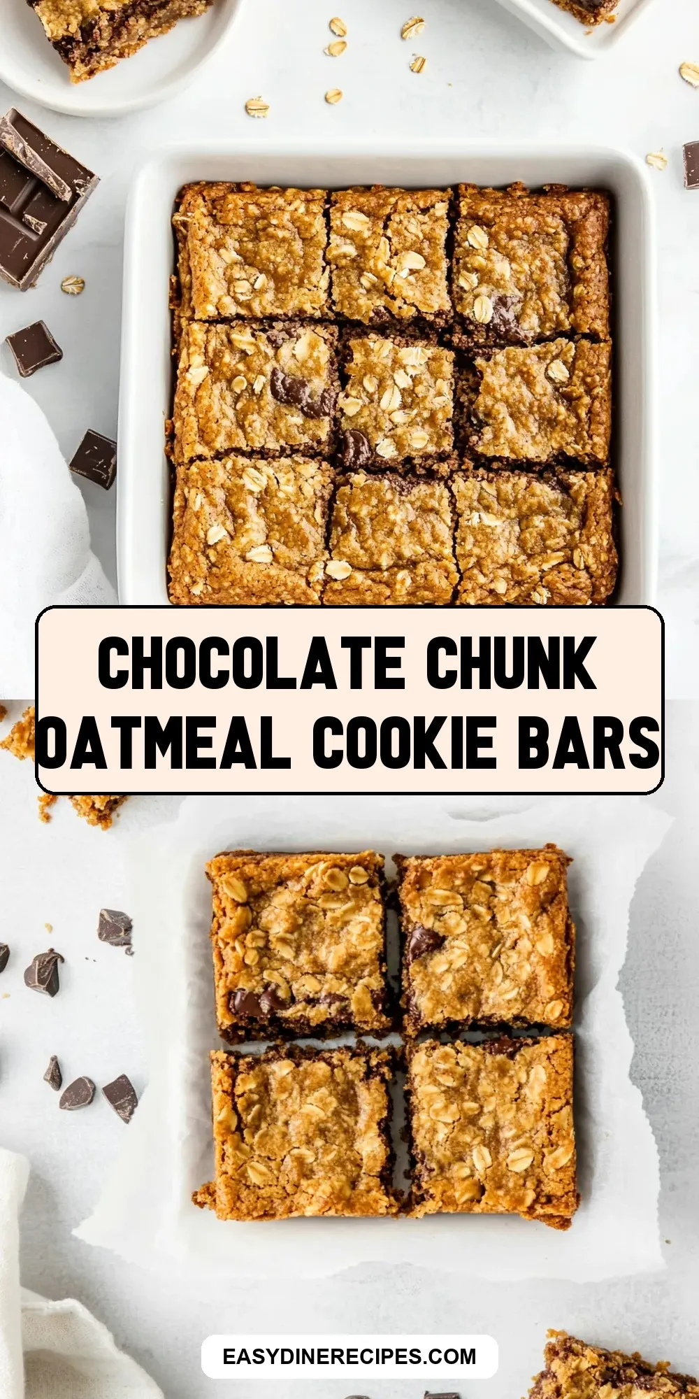 Chocolate Chunk Oatmeal Cookie Bars (The Best & Delicious)