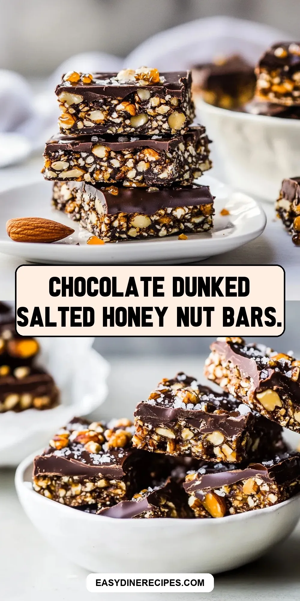How To Make Quick Chocolate Dunked Salted Honey Nut Bars.