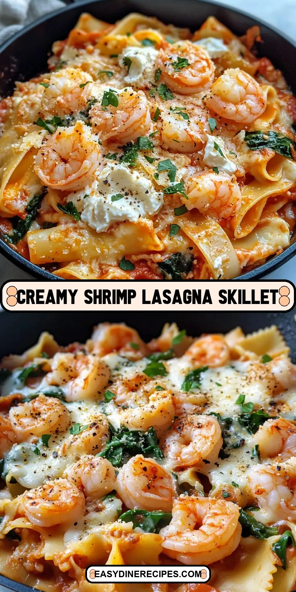 Easy Creamy Shrimp Lasagna Skillet Recipe