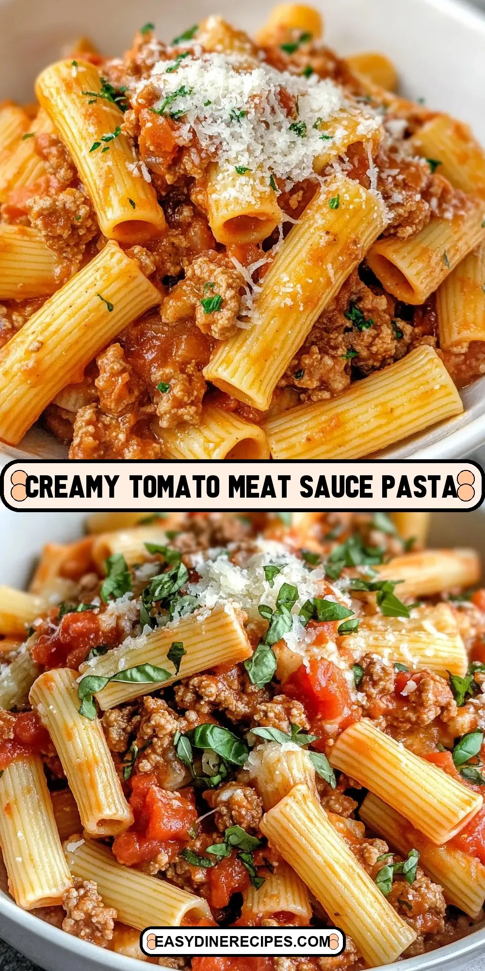 Creamy Tomato Meat Sauce Pasta Recipe