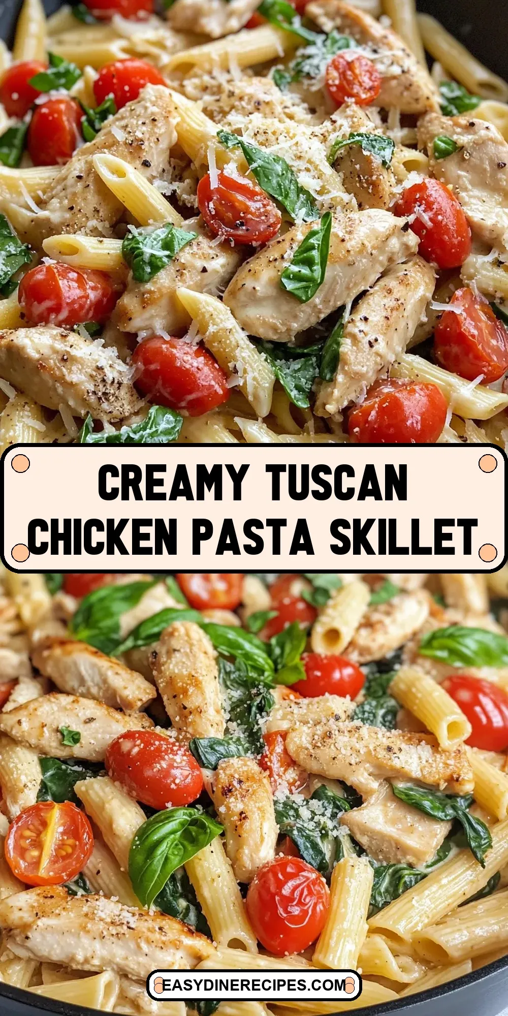 The Best Creamy Tuscan Chicken Pasta Skillet Ever