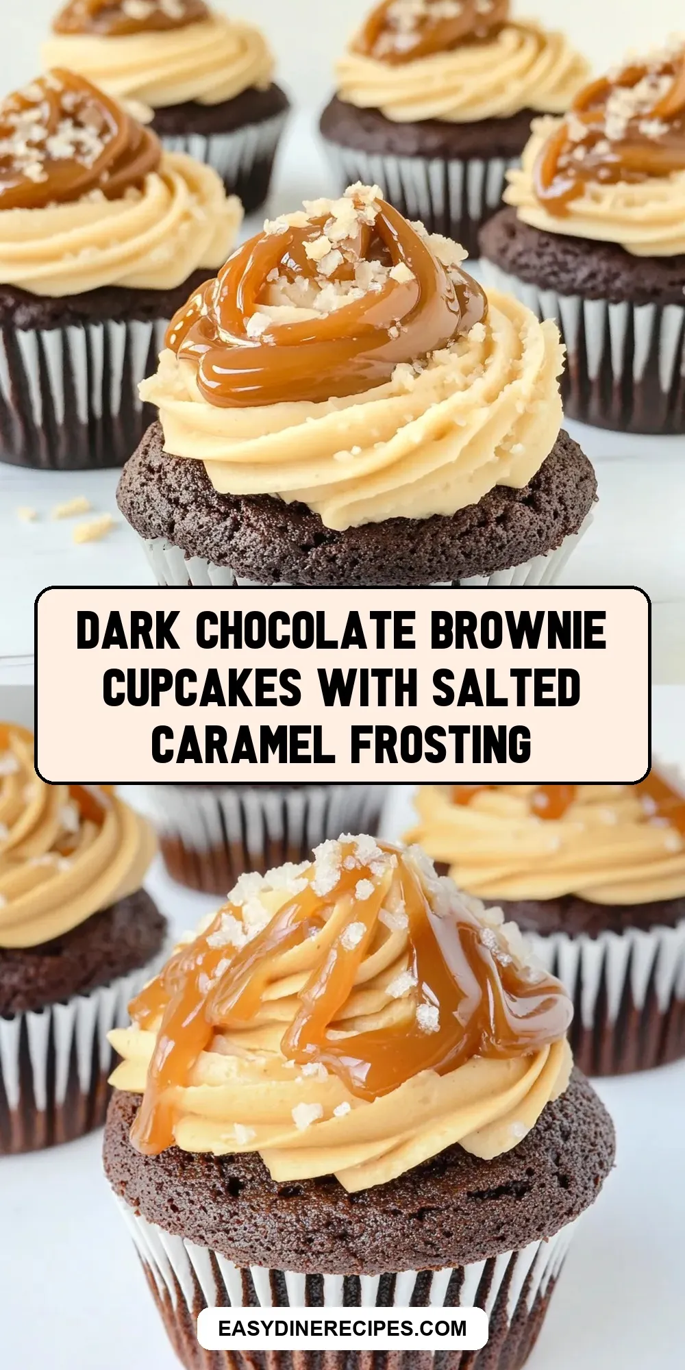 How To Make Ultimate Dark Chocolate Brownie Cupcakes With Salted Caramel Frosting
