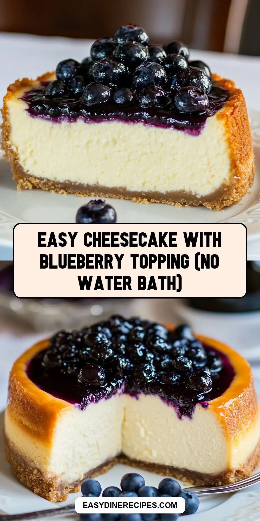How To Make Tasty Easy Cheesecake With Blueberry Topping (No Water Bath)