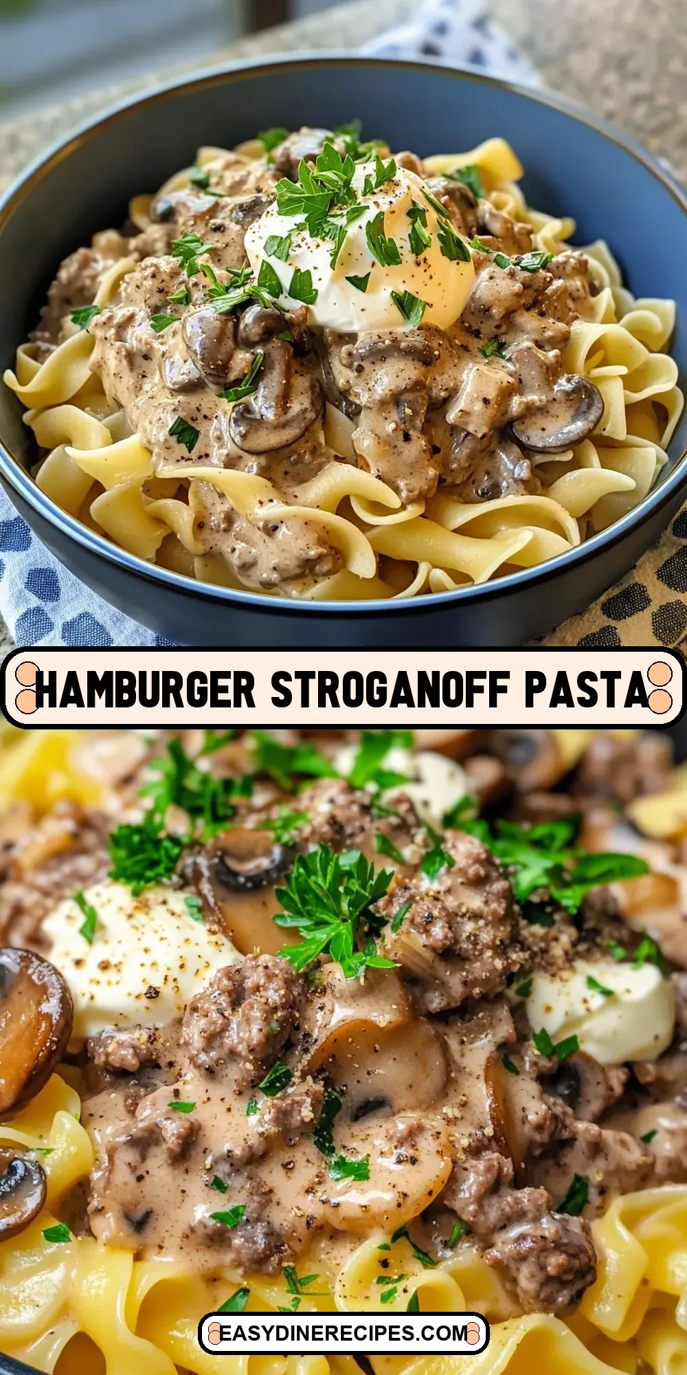 Tasty Hamburger Stroganoff Pasta