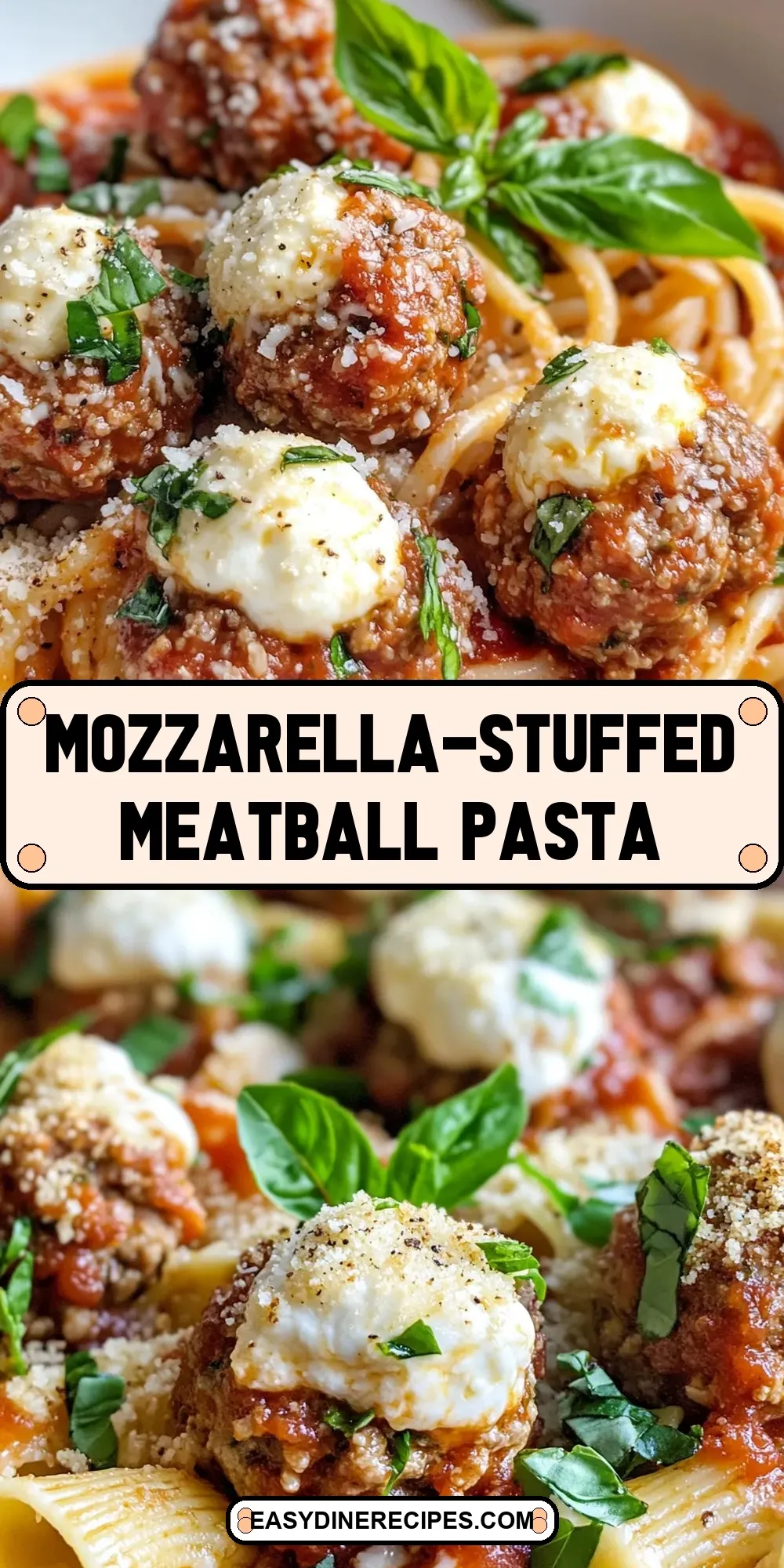Ultimate Mozzarella-Stuffed Meatball Pasta