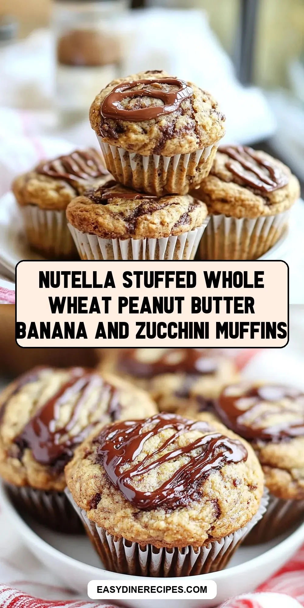 The Best Nutella Stuffed Whole Wheat Peanut Butter Banana And Zucchini Muffins Ever