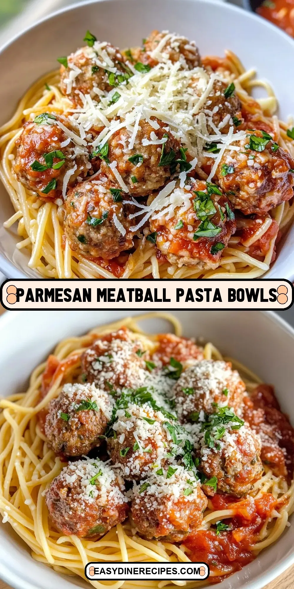 Easy Parmesan Meatball Pasta Bowls