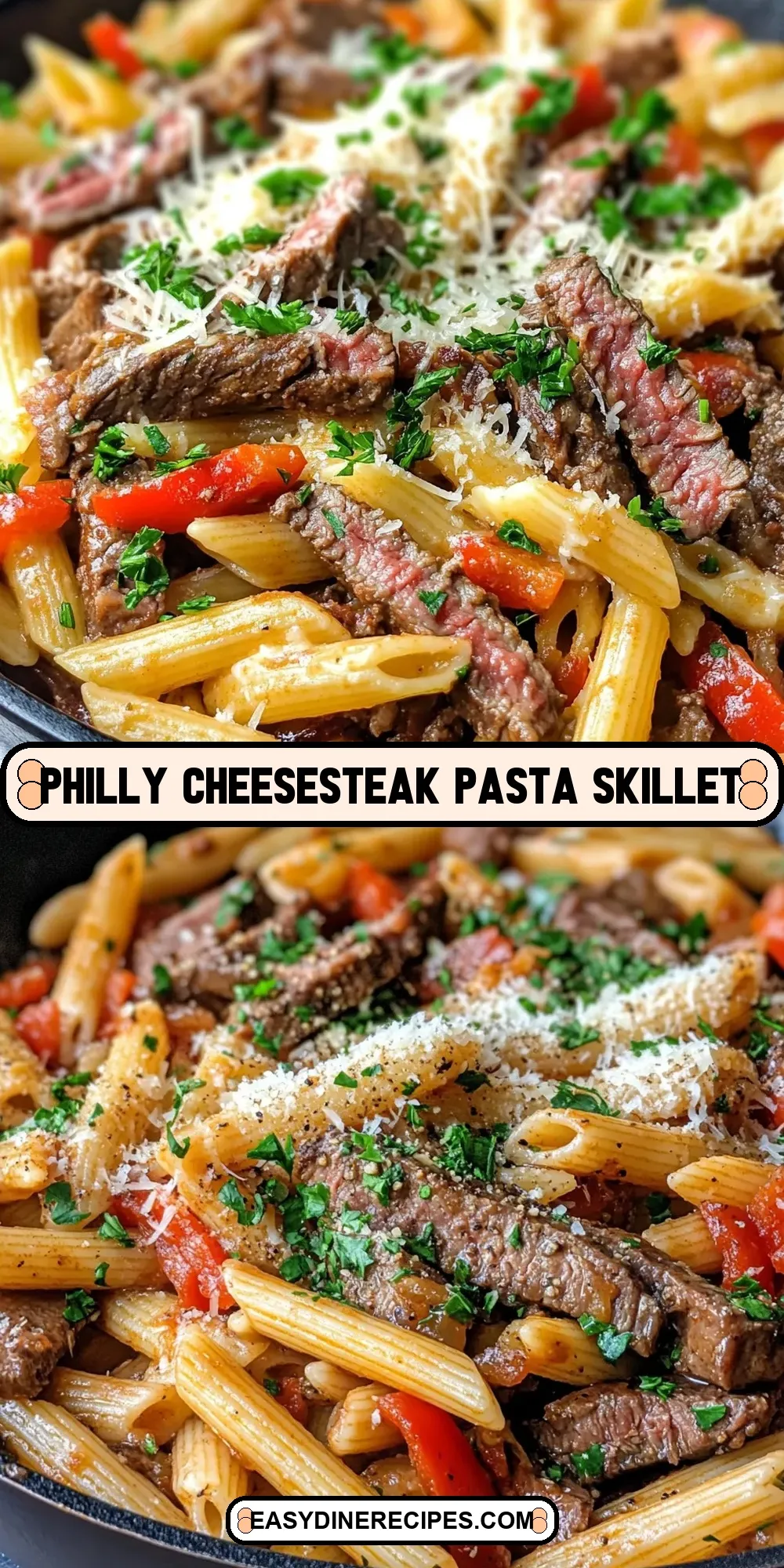 Philly Cheesesteak Pasta Skillet Recipe