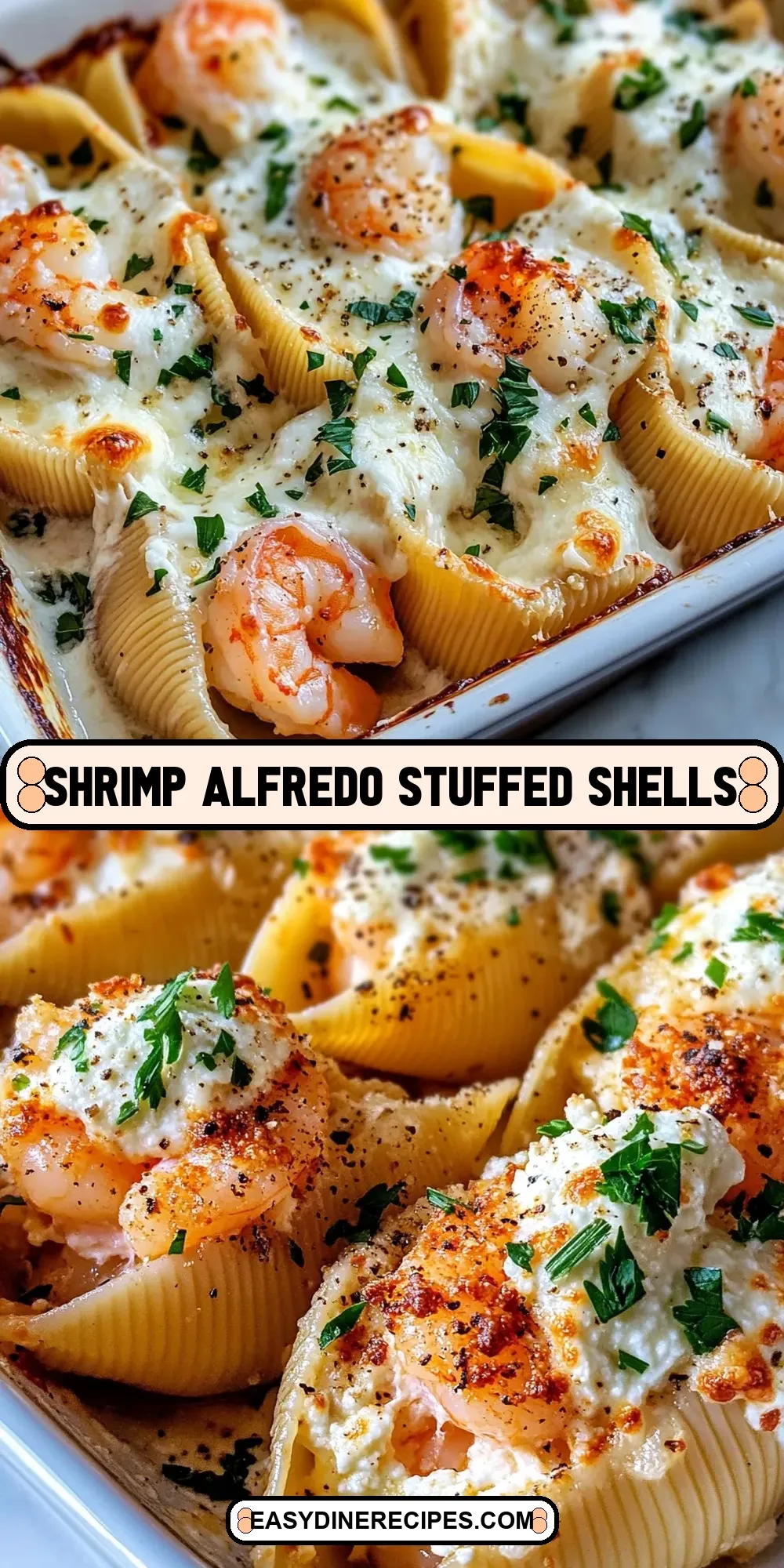 The Best Shrimp Alfredo Stuffed Shells Ever
