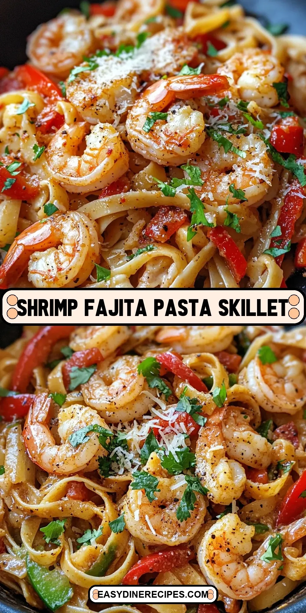 Easy Shrimp Fajita Pasta Skillet Recipe