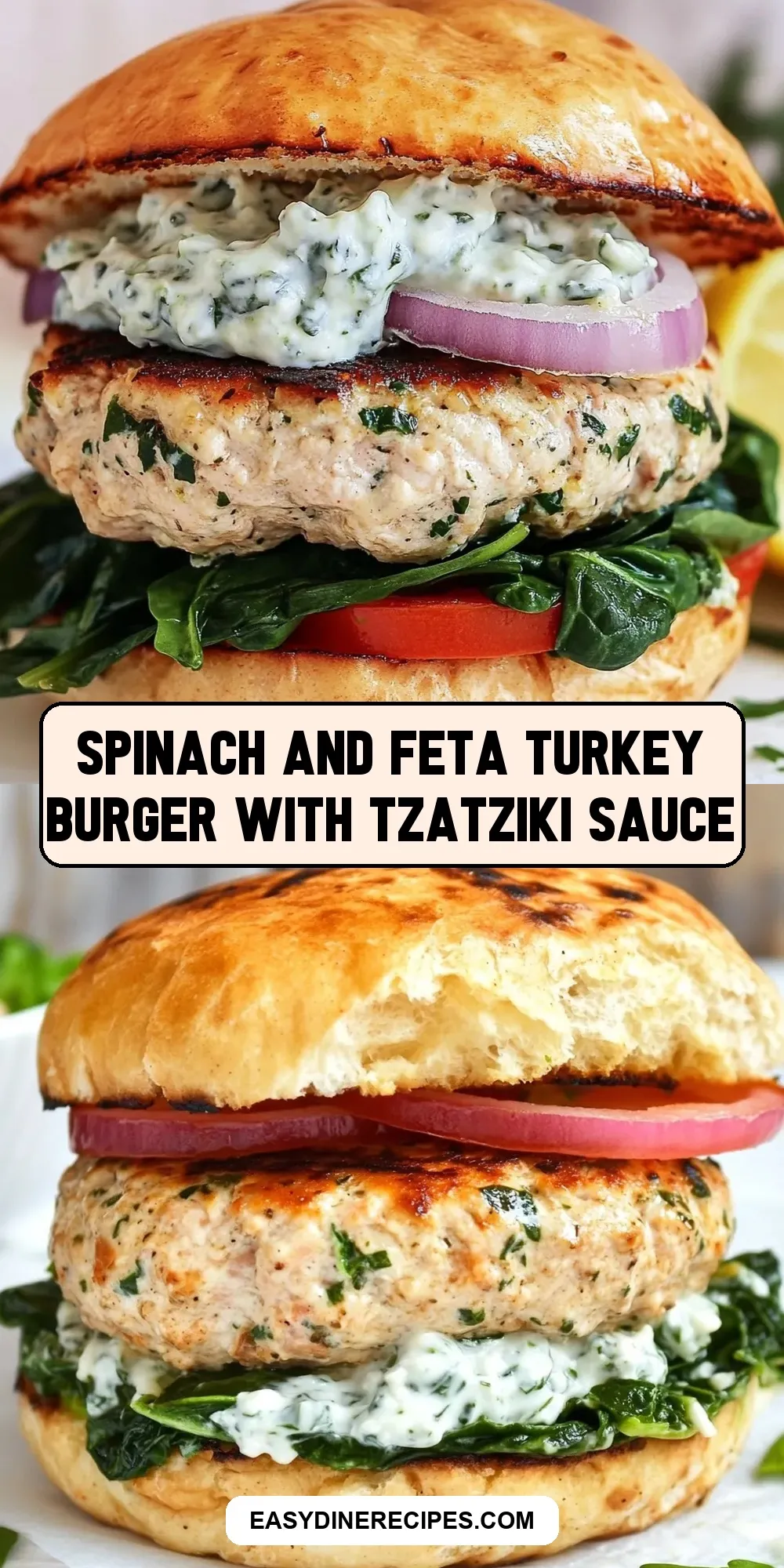 Spinach And Feta Turkey Burger With Tzatziki Sauce (Delicious & Delicious)