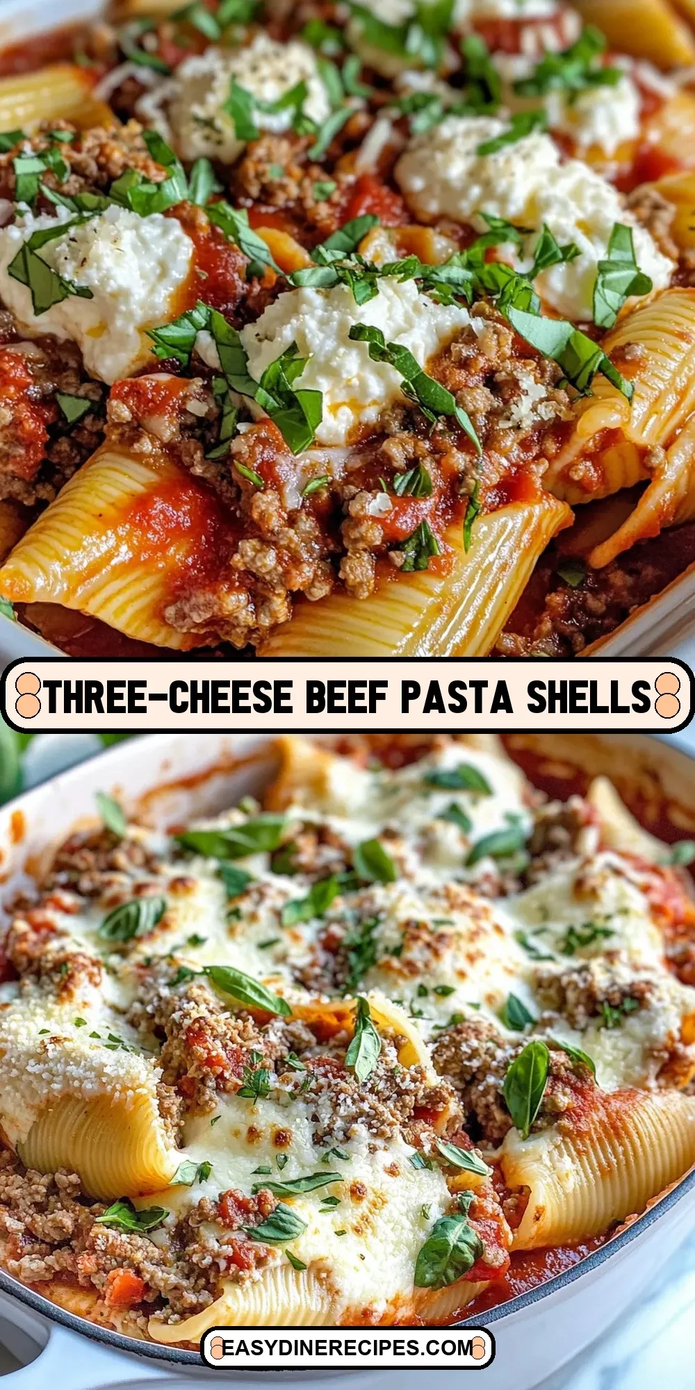 Irresistible Three-Cheese Beef Pasta Shells