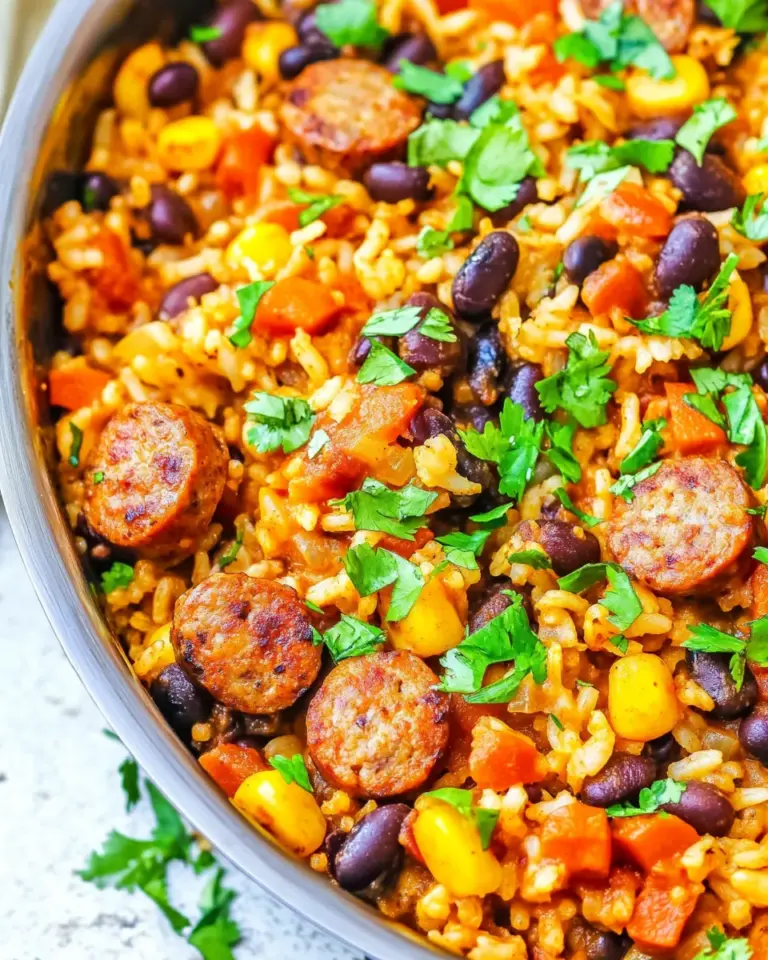Easy 15-Minute Mexican Sausage, Black Beans, and Rice Skillet photo