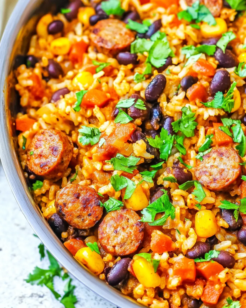 Easy 15-Minute Mexican Sausage, Black Beans, and Rice Skillet photo