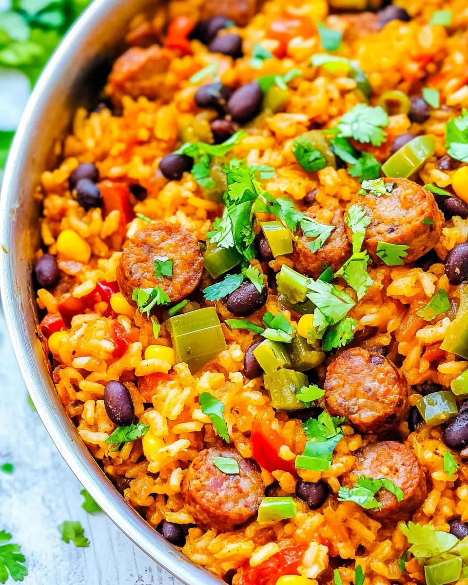 Quick 15-Minute Mexican Sausage, Black Beans, and Rice Skillet recipe photo