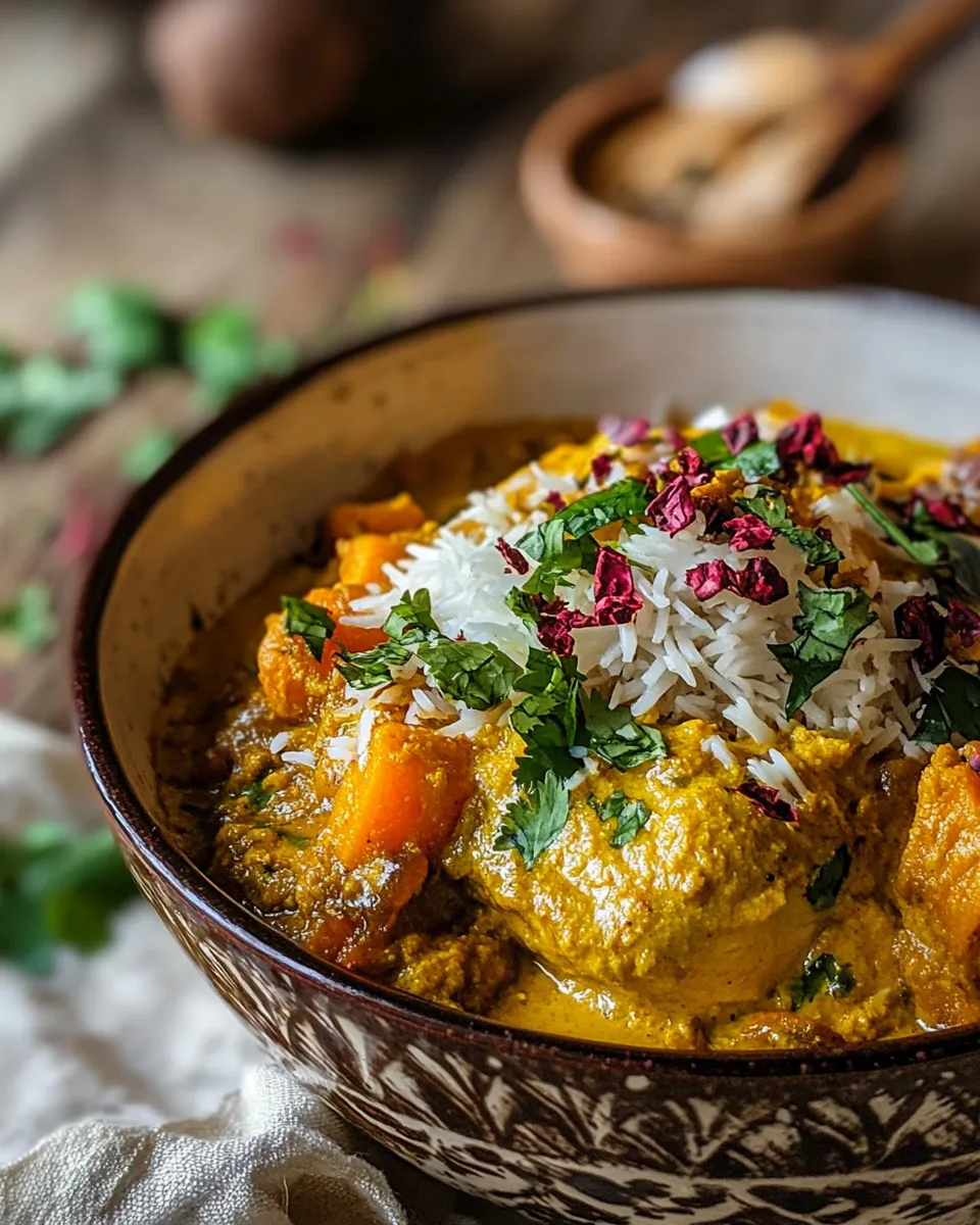 Savory 30 Minute Indian Chicken Sweet Potato Curry. dish image