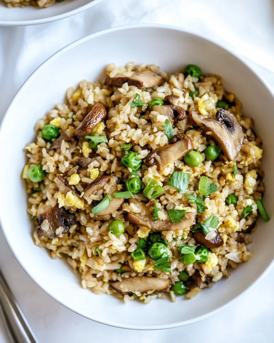 Best 30 Minute Portobello Fried Brown Rice. food shot