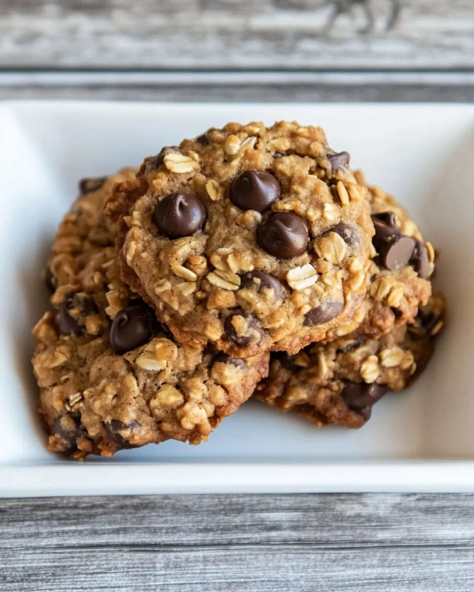 Delicious 5-Ingredient Peanut Butter Oatmeal Chocolate Chip Cookies image