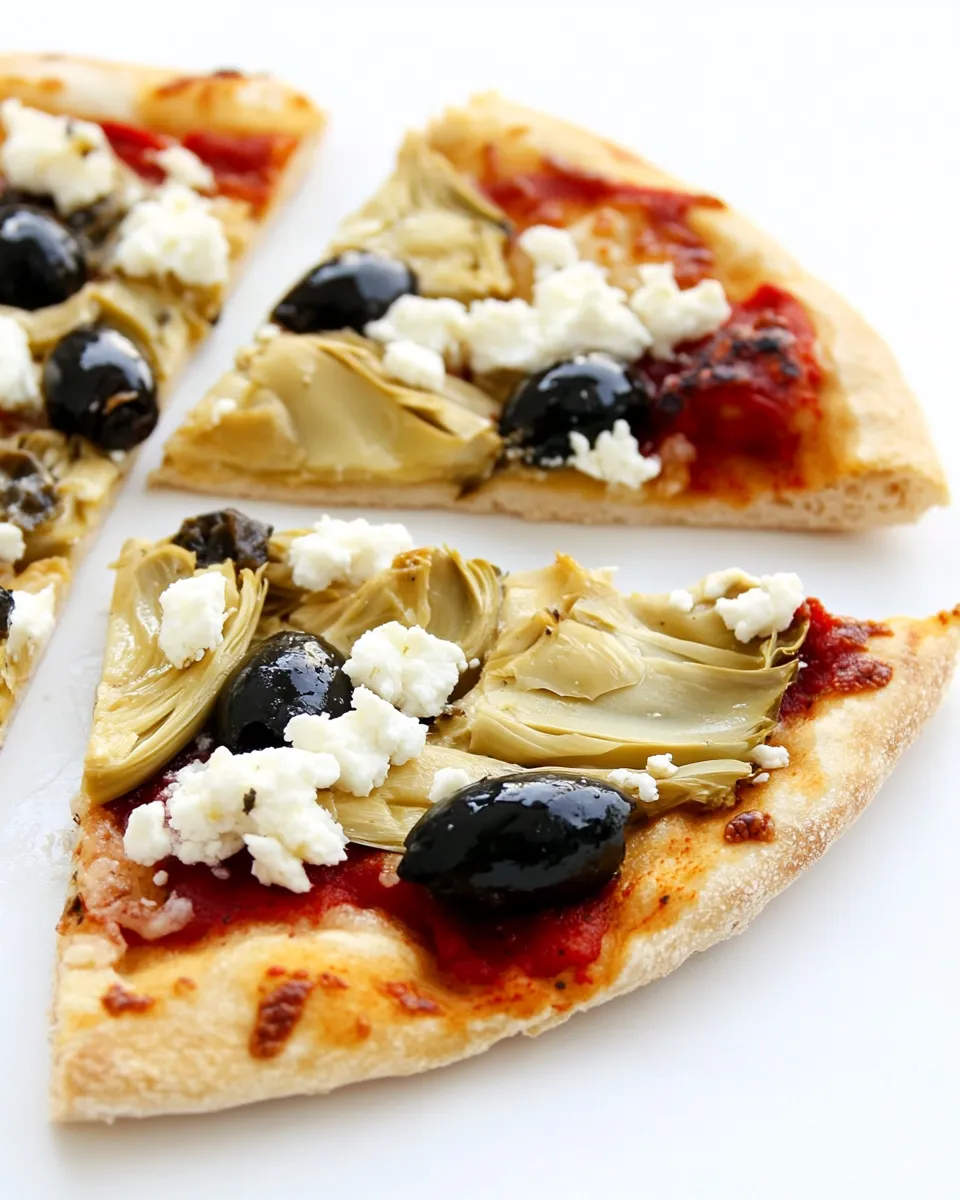 Savory Artichoke Heart, Olive, and Goat Cheese Pizza image