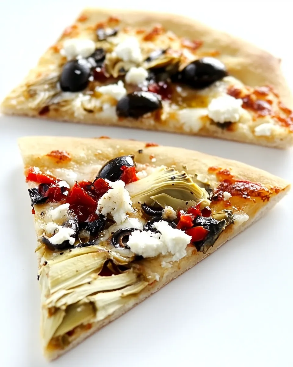 Delicious Artichoke Heart, Olive, and Goat Cheese Pizza shot