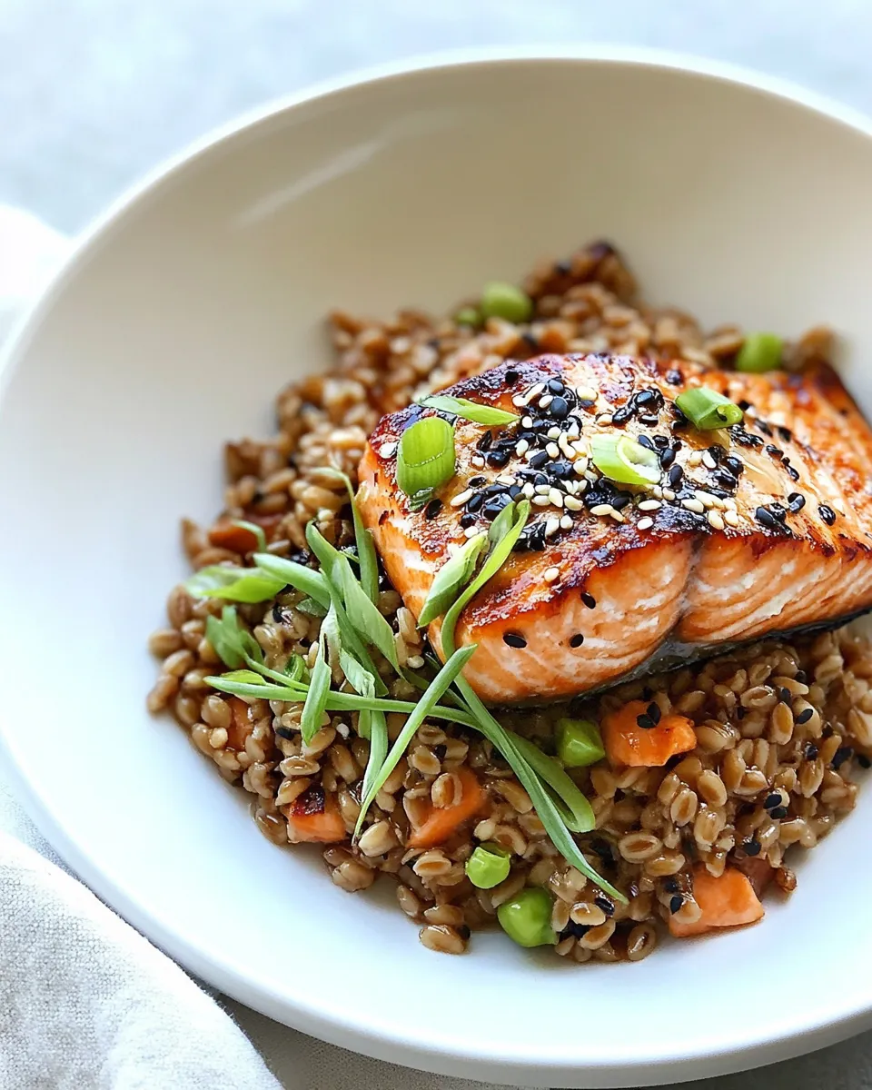 Homemade Asian Farro Medley with Salmon photo