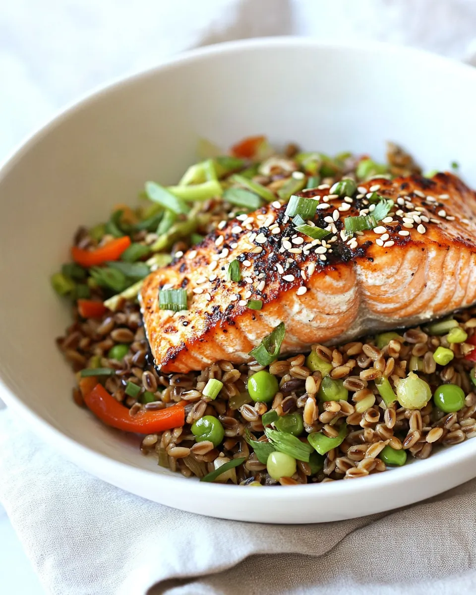 Delicious Asian Farro Medley with Salmon image