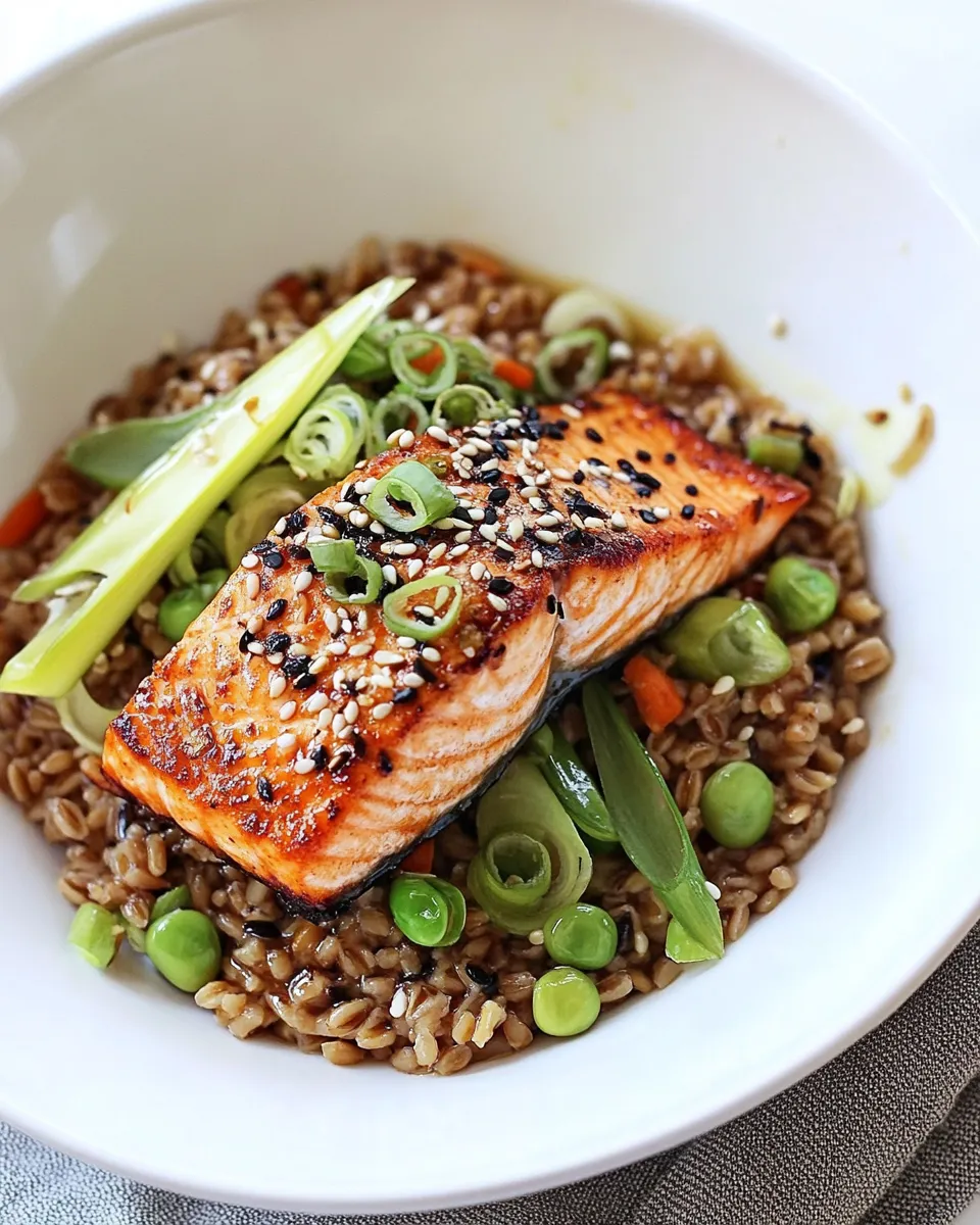 Easy Asian Farro Medley with Salmon recipe photo