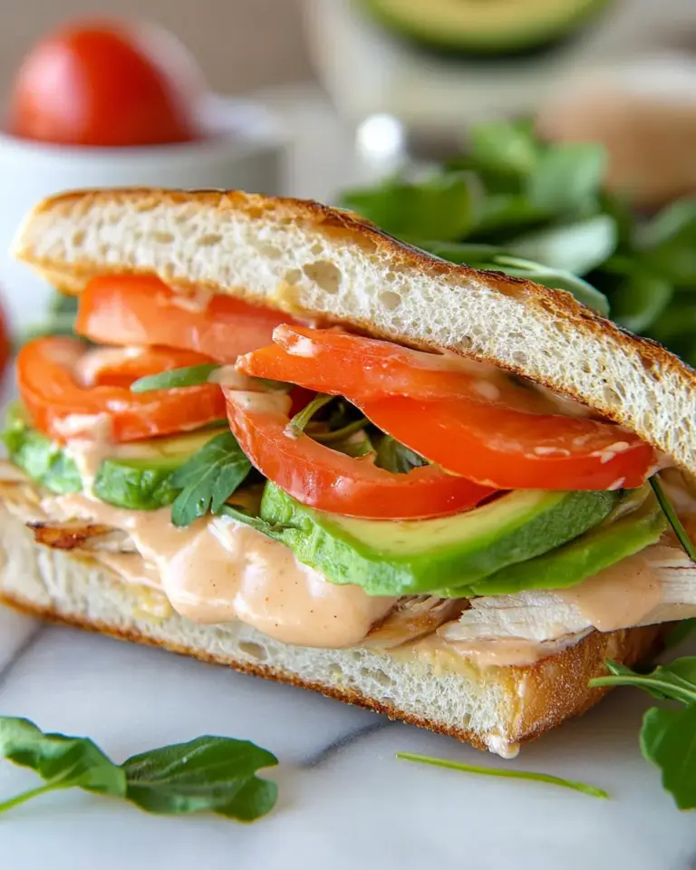 Homemade Avocado and Chicken Ciabatta Sandwich photo