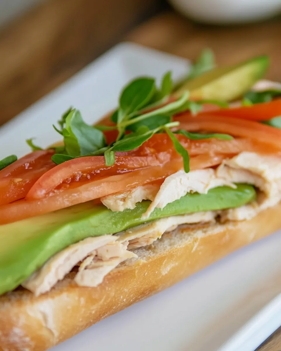 Healthy Avocado and Chicken Ciabatta Sandwich shot