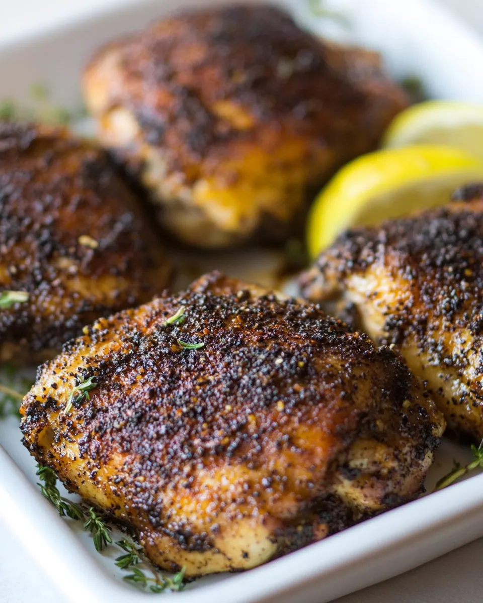 Savory Baked Blackened Chicken Thighs image