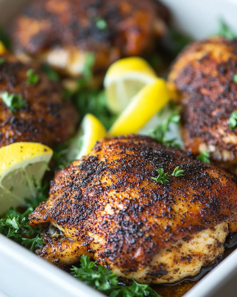 Delicious Baked Blackened Chicken Thighs shot