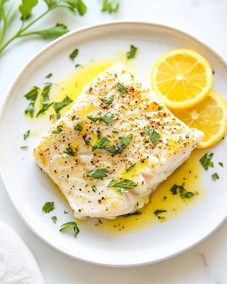 Healthy Baked Halibut with Garlic Butter dish photo
