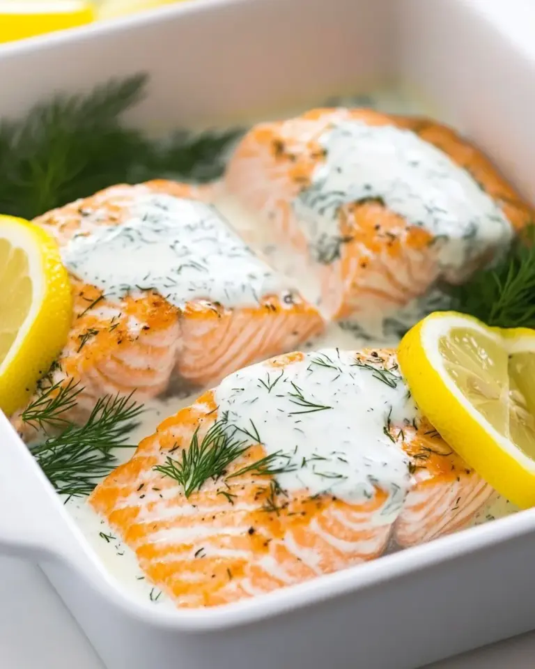 Easy Baked Lemon Salmon with Creamy Dill Sauce photo