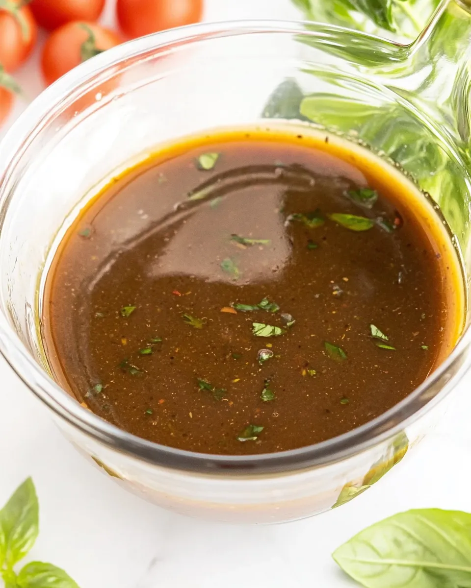 Delicious Basil Balsamic Dressing (Oil-Free!) shot