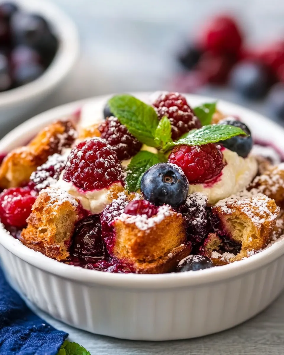 Delicious Berry Brioche Bread Pudding shot