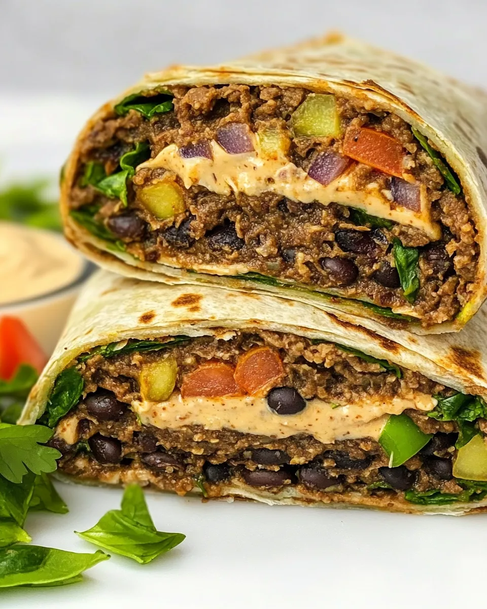 Easy Black Bean Burger Wrap with Chipotle Aioli shot