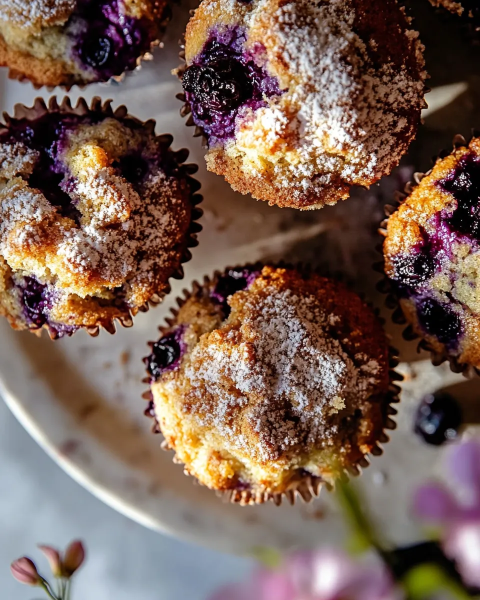 Fresh Blueberry Yogurt Coffee Cake Muffins. food shot