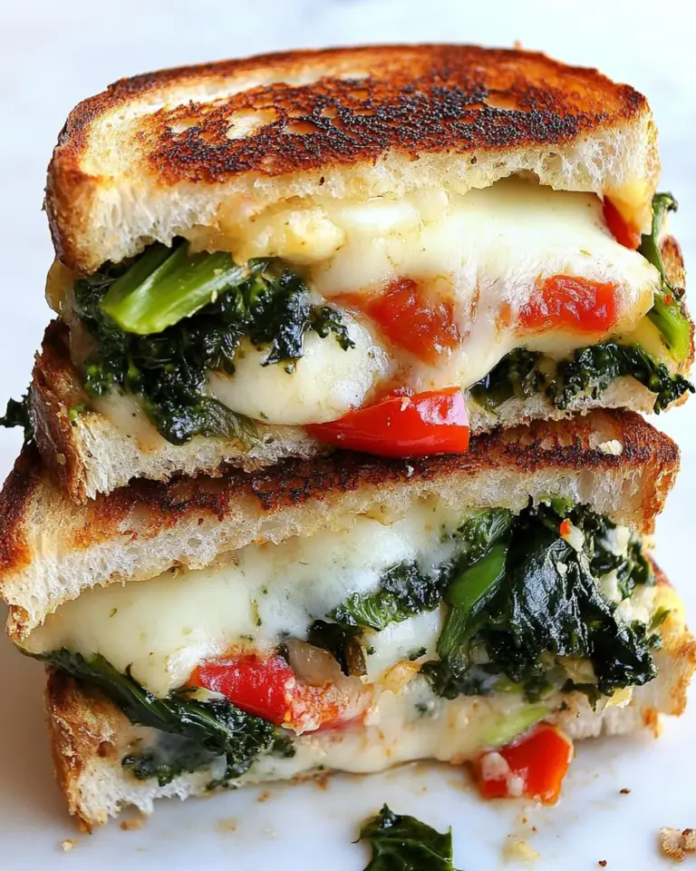 Homemade Broccoli Rabe, Roasted Red Pepper, and Provolone Grilled Cheese photo