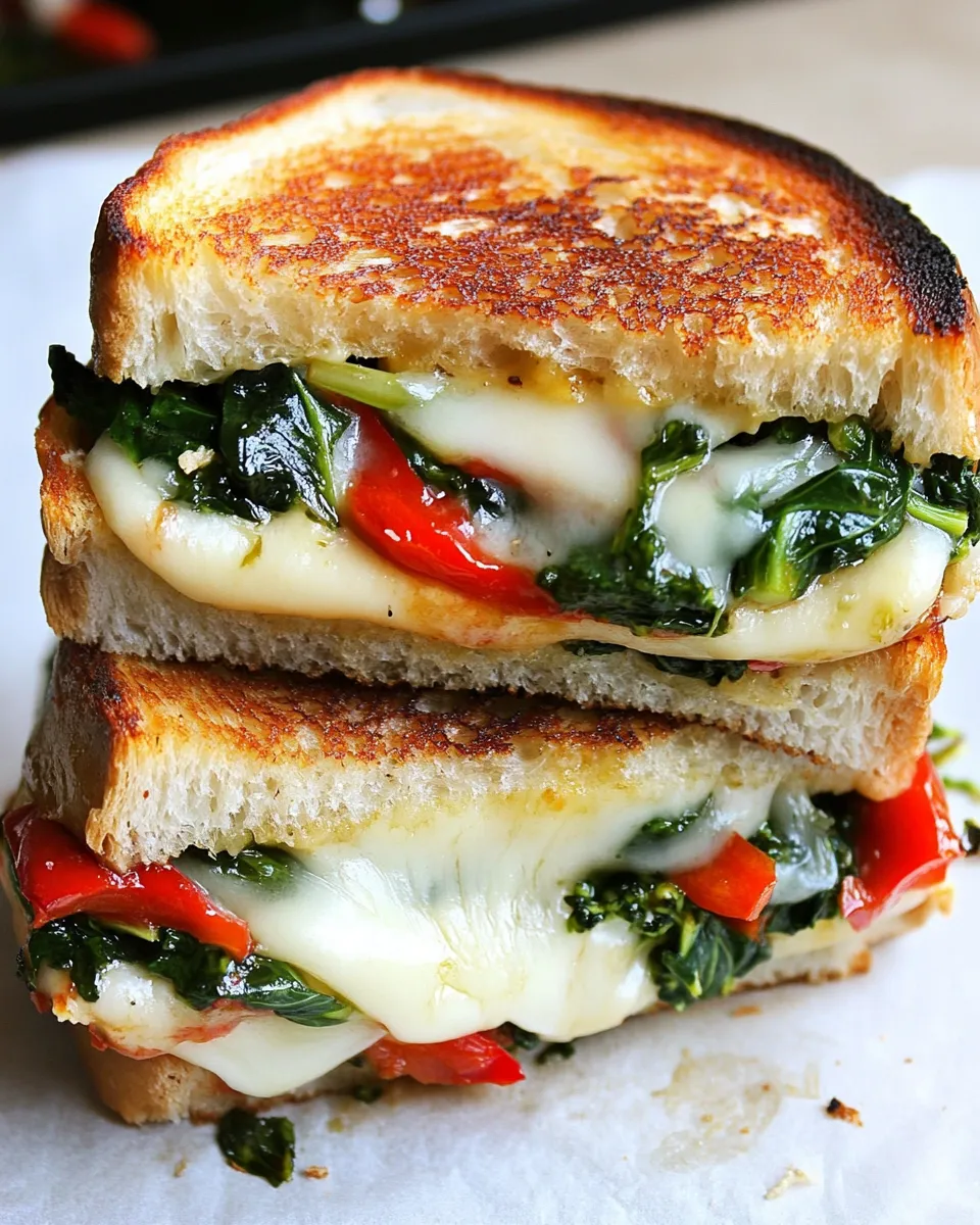 Easy Broccoli Rabe, Roasted Red Pepper, and Provolone Grilled Cheese recipe photo