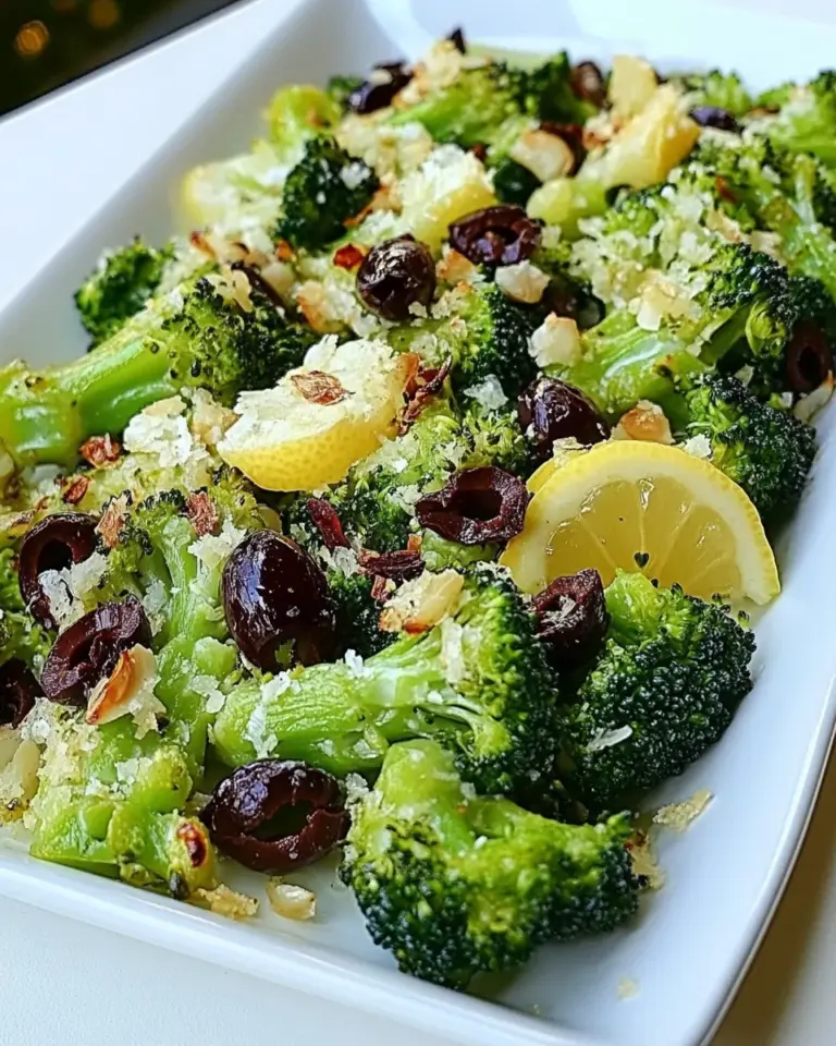 Homemade Broccoli with Black Olives, Garlic and Lemon photo