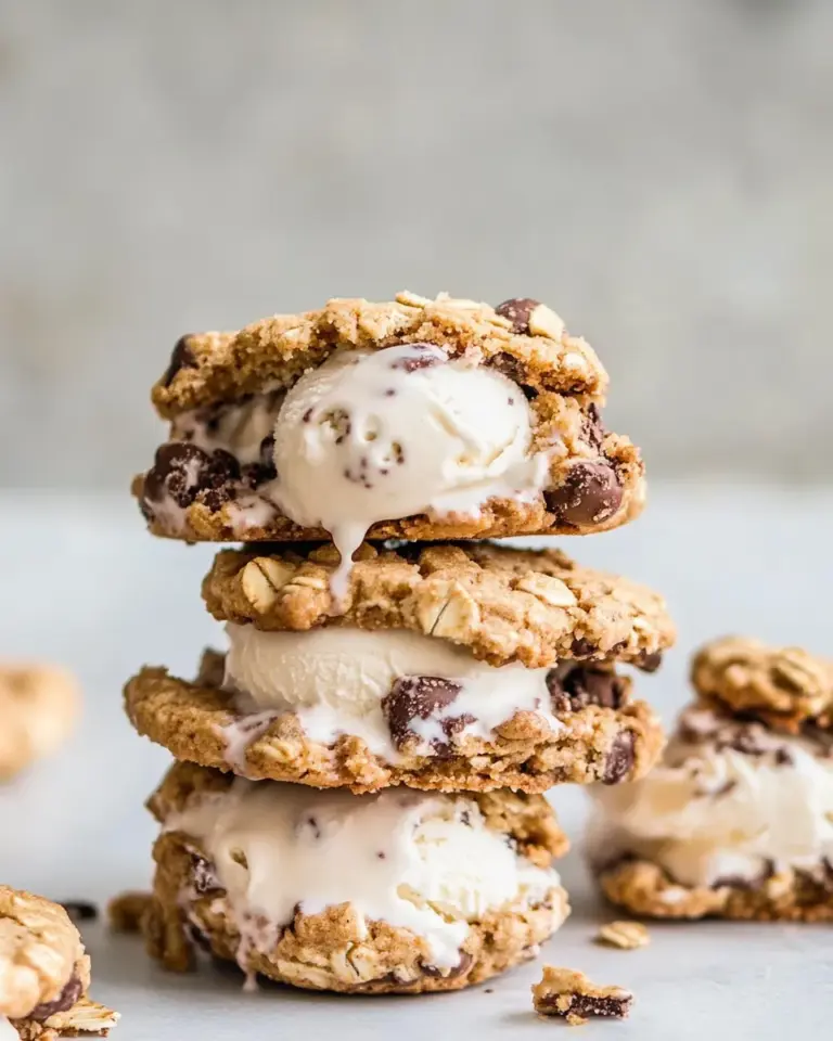 Quick Brown Sugar Oatmeal Cookie, Cookie Dough Ice Cream Sandwiches. shot
