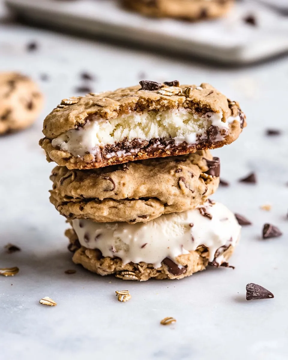 Savory Brown Sugar Oatmeal Cookie, Cookie Dough Ice Cream Sandwiches. recipe photo