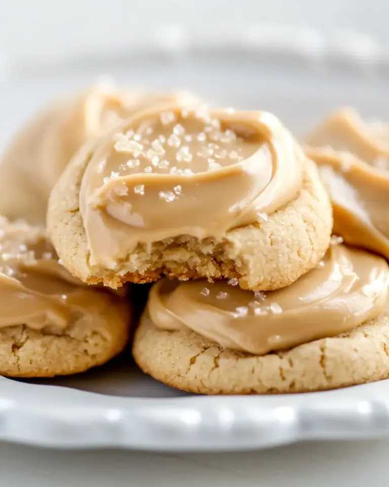 Homemade Browned Butter Crinkle Cookies with Salted Caramel Frosting photo