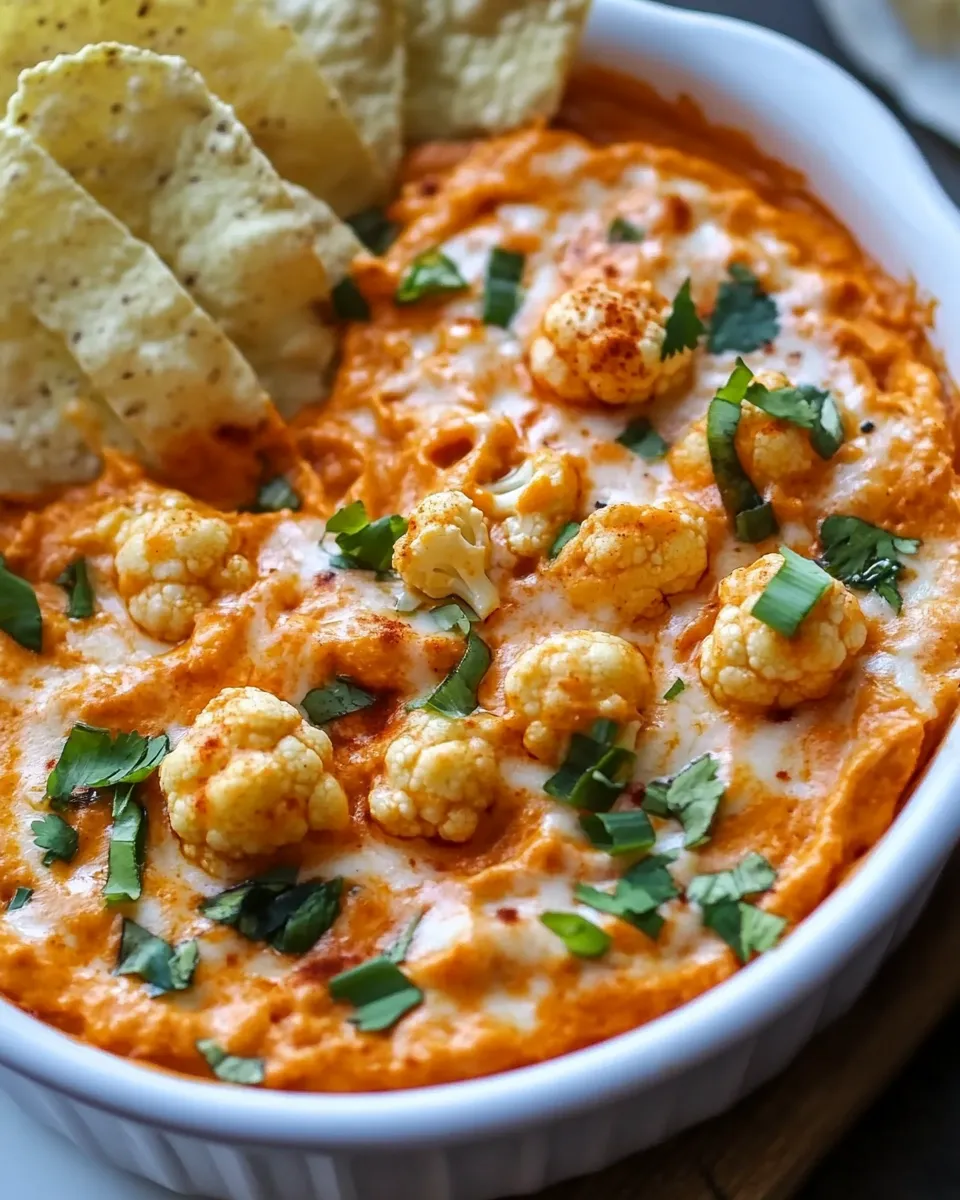 Delicious Buffalo Cauliflower Dip shot
