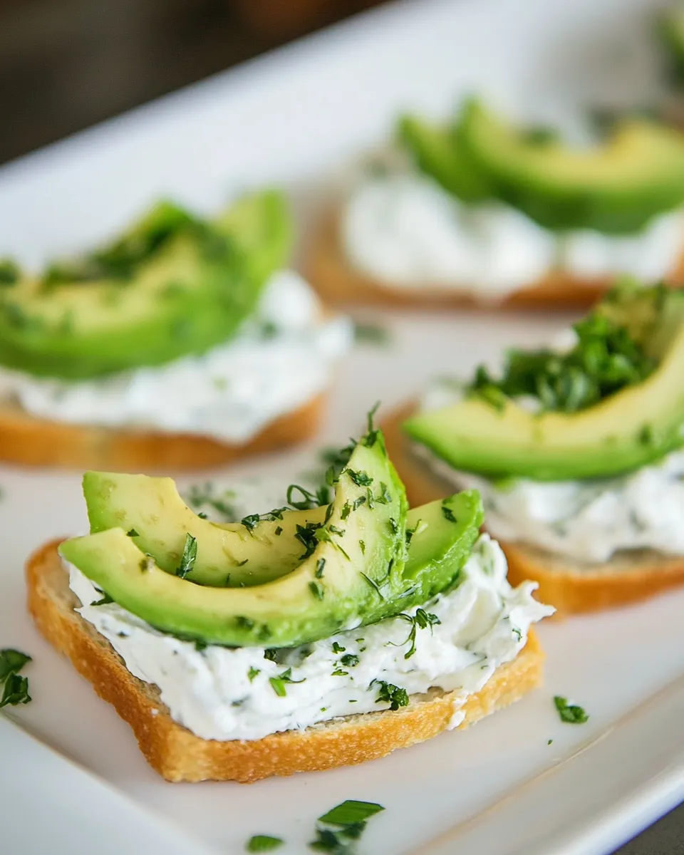 Easy Canapes with Garlic Herb Cream Cheese and Avocado photo