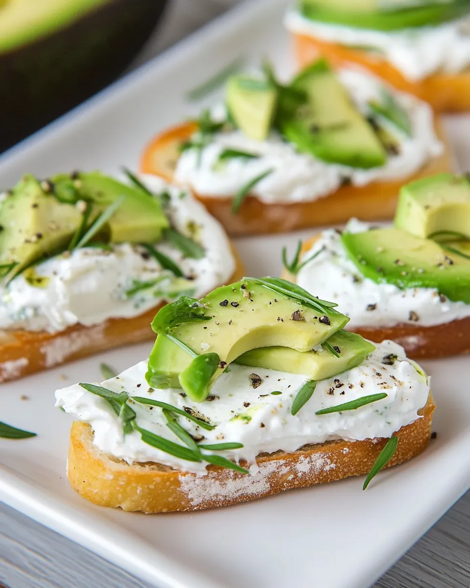 Delicious Canapes with Garlic Herb Cream Cheese and Avocado image