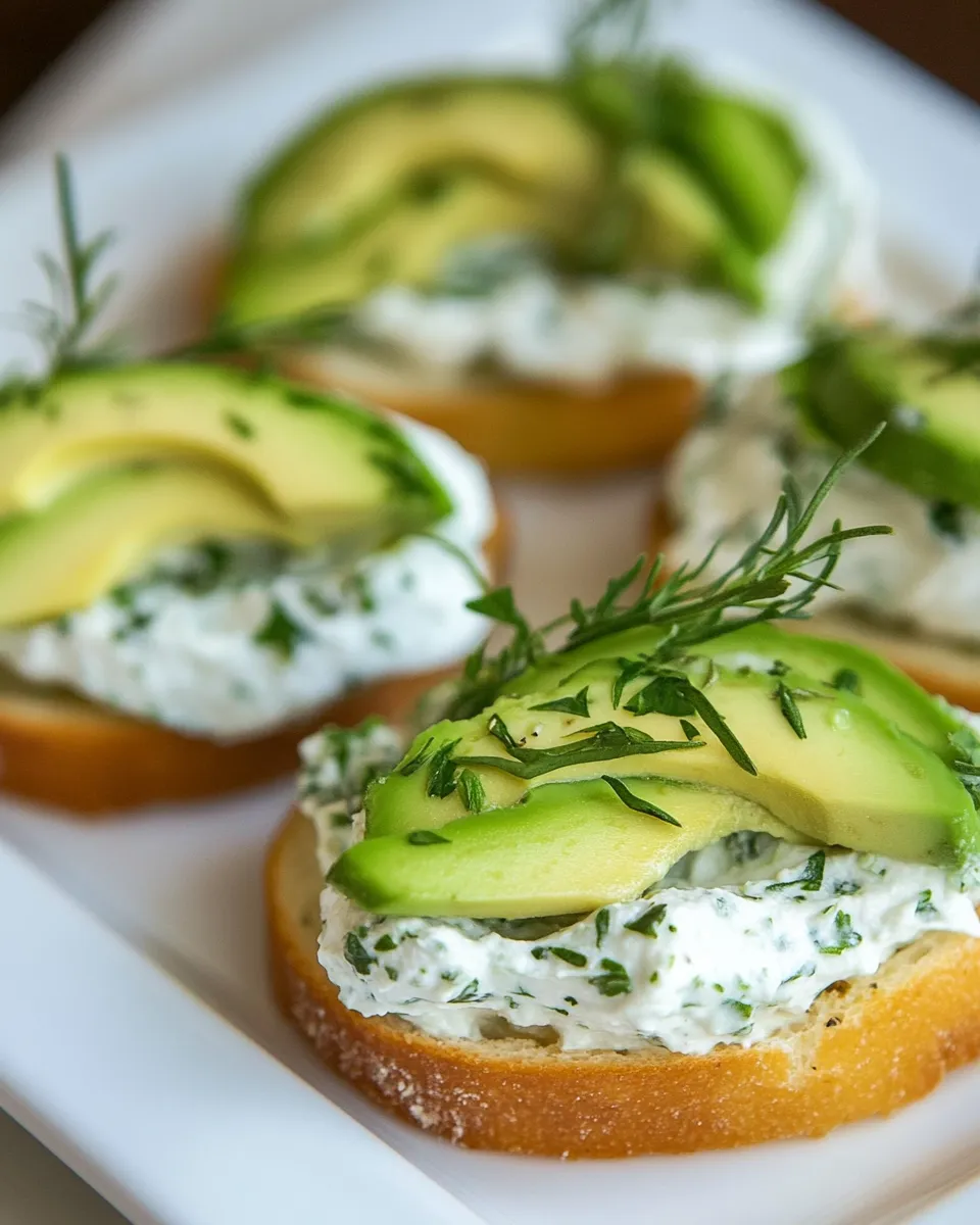 Healthy Canapes with Garlic Herb Cream Cheese and Avocado recipe photo