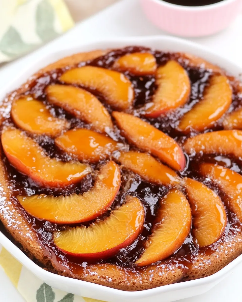 Delicious Canned Peach Upside Down Cake shot